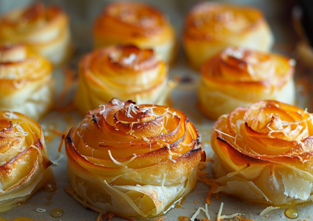 Простая закуска на праздничный стол: сырные “розочки” из слоеного теста