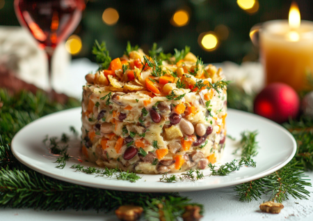 Салат «Деревенский» с жареными грибами — самое то для предновогодней суеты: из простецких продуктов