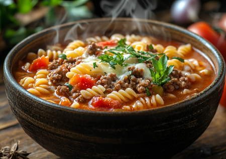 Испанский суп-гуляш с фаршем и макаронами: густой, сытный и очень вкусный — готовится просто в 1 казане