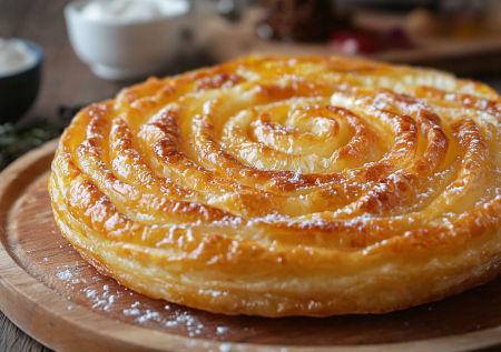 4 ингредиента и сразу жарю — хрустящий фатир: таджикская слоеная улитка без дрожжей и яиц