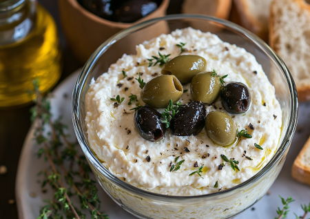 Такая намазка хорошо подходит к вину: паштет из оливок, шампиньонов и творожного сыра — готовим за 15 минут