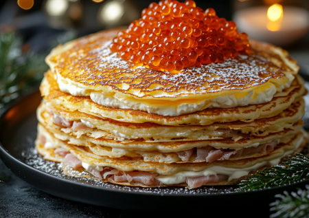 Блинный торт «Олигарх» с сырно-чесночной начинкой: удивите гостей необычной закуской в Новый год