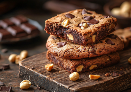 Два вида печенья в одном рецепте: «Сникерс» с арахисом и шоколадные брауни — готовлю на радость семье