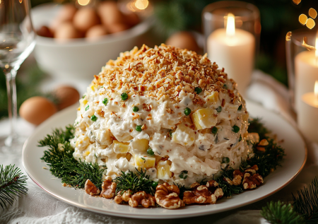 Салат «Шапка Мономаха» с чесночной пропиткой: нежнятина из продуктов, которые всегда есть дома