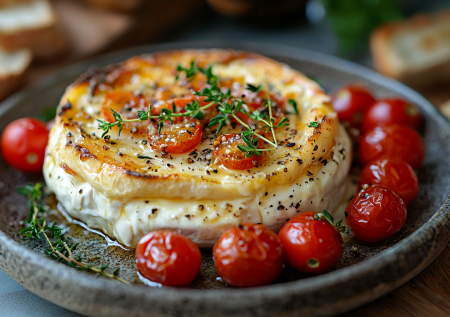 Нарядная закуска на праздничный стол. «Тающий камамбер»: нужны кусочек сыра, черри и чесночок