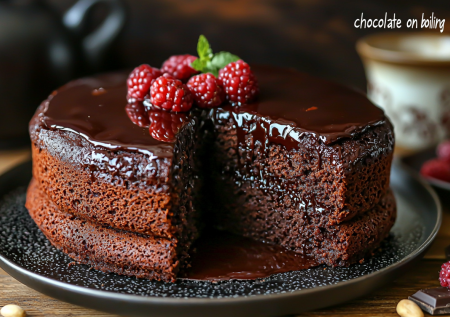 Наполеон больше не делаю. Вместо него — торт «Шоколад на кипятке», влажный и нежный бисквит с кремом