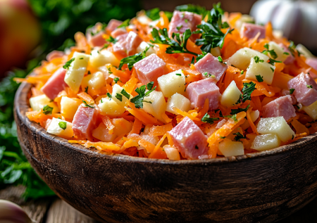 Простой и вкусный салат без варки: смешала ветчину с одним необычным ингредиентом — идеально и на праздник, и к ужину