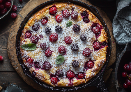 Клафути с ягодами и без глютена: готовлю нежный миндально-овсяный десерт для завтрака или перекуса вечером