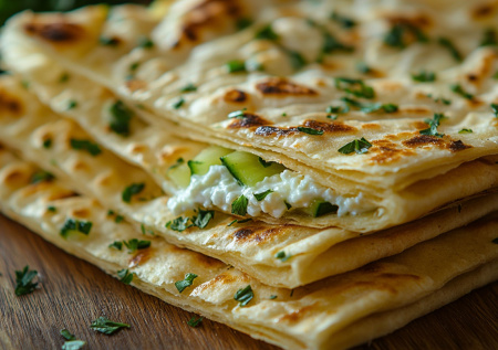 Простой и экономный рецепт закуски в лаваше: творог, огурец и специи