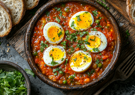 Ажиль из яиц — это яркое и острое перуанское блюдо: подается традиционно с хлебом или отварным картофелем