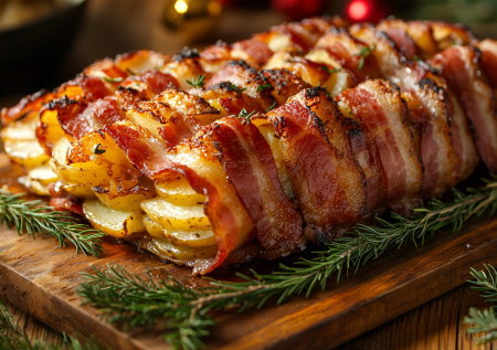 Новогоднее горячее за 10 минут подготовки: картофельный батон в беконе — простые ингредиенты и невероятный вкус