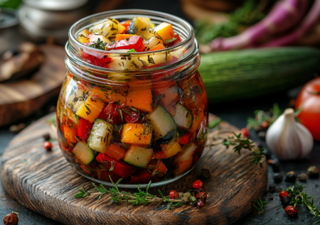 Закусочный «светофор» из банки: яркий овощной микс с пряностями — самое то к празднику