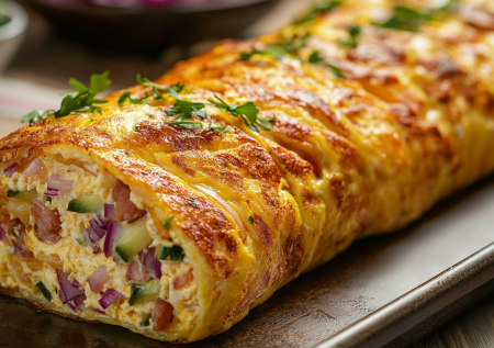 Что-то новенькое из шпрот: печем 1 большой яичный блин в духовке и начиняем — вкусная закуска на любое застолье