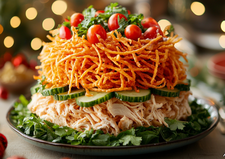 Картофельная соломка делает этот салат невероятным: готовим «Муравейник» — простой рецепт на Новый год и любой праздник