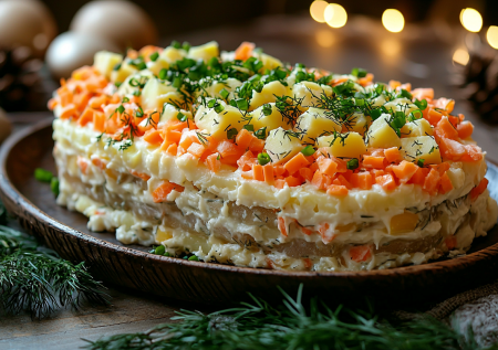 Селедка под зеленой шубой — нежная и воздушная: классика в новой интерпретации