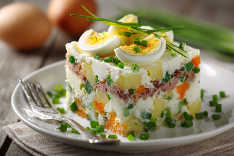 Любимый салат мужа: печень трески, яйца и зеленый лук