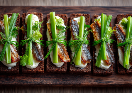 Бутерброды с икрой уже не тренд. Мой мастхэв — «вязанки» со шпротами на бородинском: вкуснее и эффектнее
