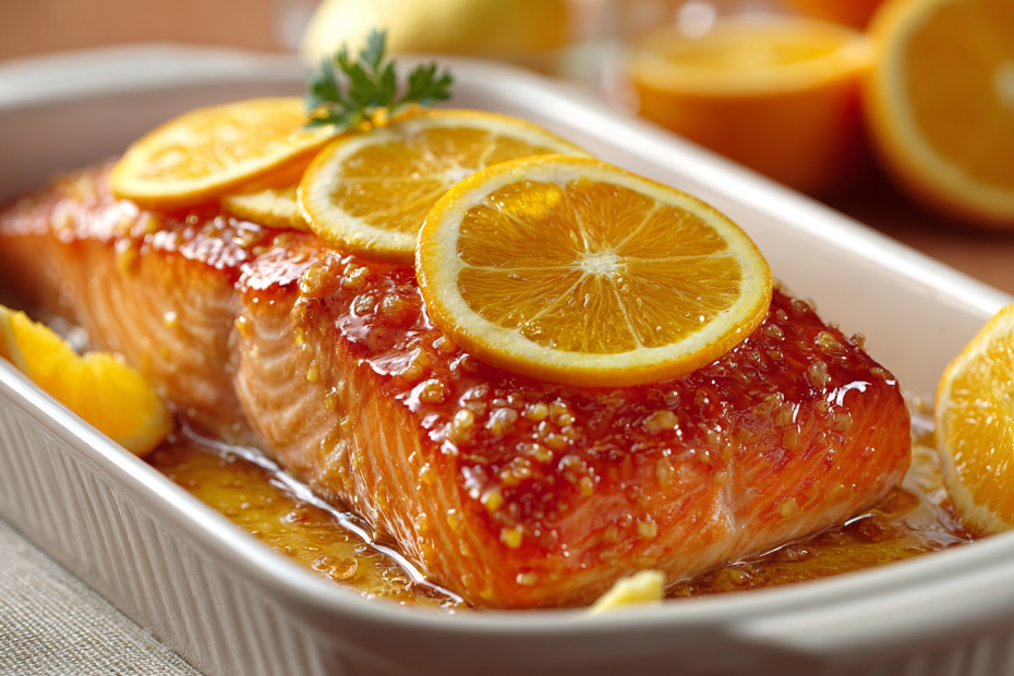 Горбуша в духовке в апельсиново-имбирном маринаде