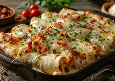 Никаких сложных рулетов! Лаваш, курица и бекон — эти трубочки из лаваша в сливочном соусе мой новый хит!