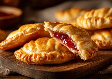 Вкусные пирожки из слоеного теста: рецепт с клубничным вареньем за 15 минут