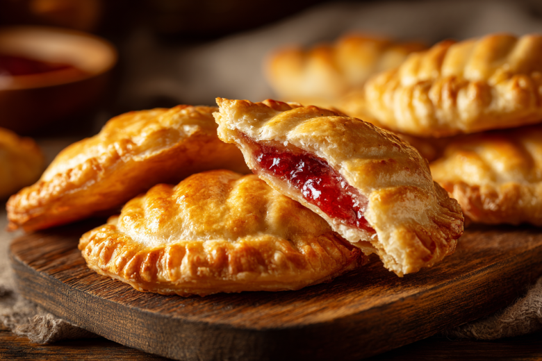 Вкусные пирожки из слоеного теста: рецепт с клубничным вареньем