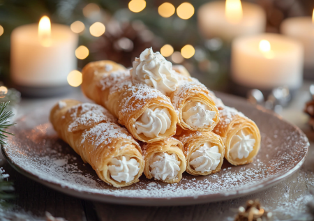 Времени нет, но хочется десерта к новогоднему столу? Готовим быстрые трубочки из 3 ингредиентов