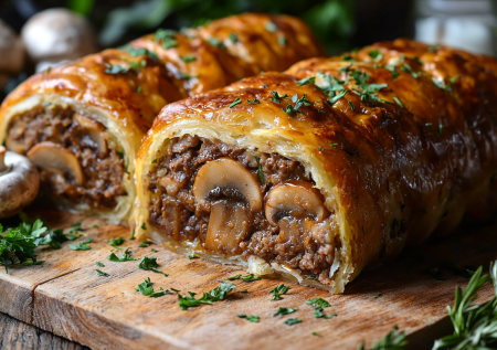 Мясной рулет с грибами «Избушка» — очень вкусный и простой: готовлю на Новый год — свернуть за 10 минут и забыть в духовке