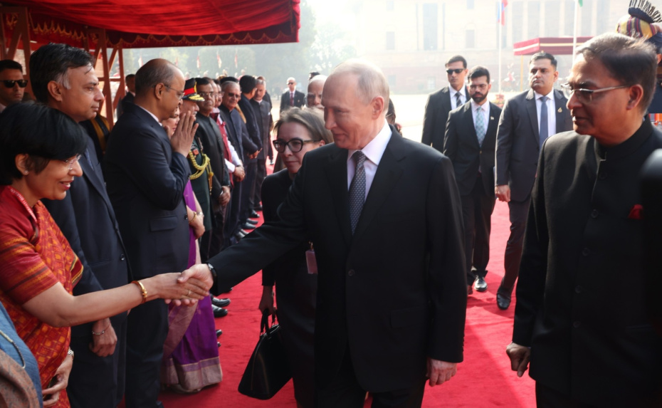 Церемония официальной встречи Владимира Путина президентом Индии Драупади Мурму и премьер-министром Индии Нарендрой Моди