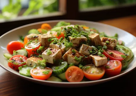 Быстрый и полезный салат с тофу для новогоднего настроения
