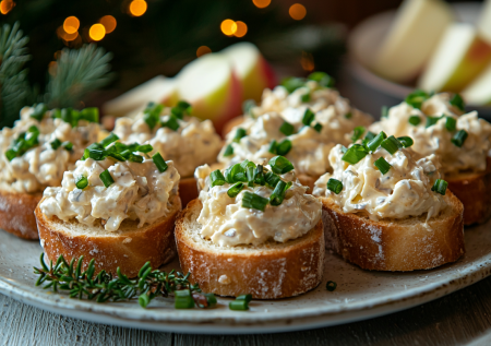 Если душа требует чего-то новенького, приготовьте эту закуску: брускетты с селедкой и яблоками