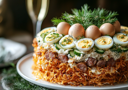 Рецептом «Гнезда глухаря» поделилась повар из кулинарии: он такой вкусный, что обходит по продажам даже оливье — повторить легко