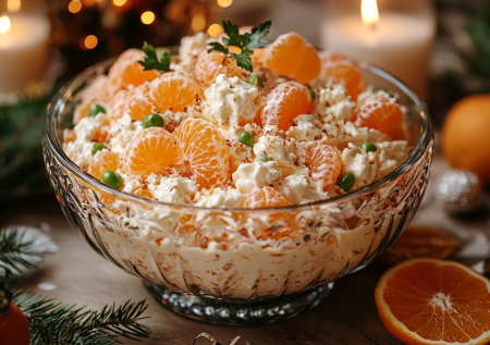 Беру сыр, чеснок и мандарины — и готовлю вкуснейший салат: даже варить ничего не надо