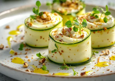 Идеальная закуска для фуршета: легкие рулетики из цукини с печенью трески