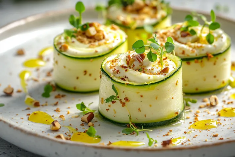 Идеальная закуска для фуршета: легкие рулетики из цукини с печенью трески