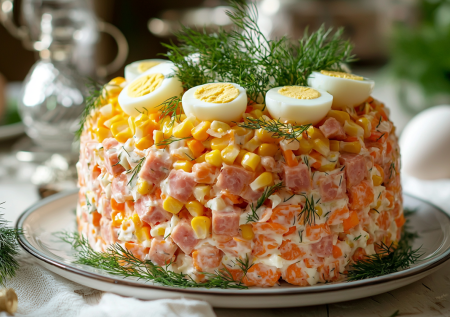 Простейший салат «Зодиак» с полукопченой колбасой: блестяще разнообразит новогодний стол