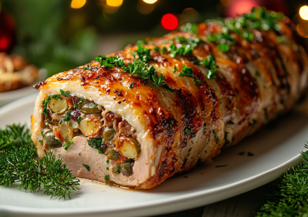 Рулет из свинины к новогоднему столу — очень вкусен горячим, а потом холодным в нарезку и на бутерброды