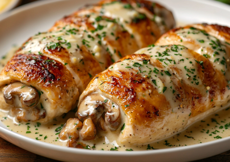 Никаких больше зраз и котлет! Запекаю рулетики из куриного филе с шампиньонами в сливочном соусе — получаются очень нежными и сочными