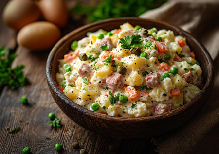 Оливье с неожиданным дуэтом: каперсы и соленые огурцы теперь вместе