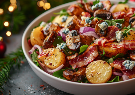 Не такой как все, по-новому, по-ресторанному, еще и с жареной картошкой — салат к Новому году «Танцуют все»: просто и не скучно