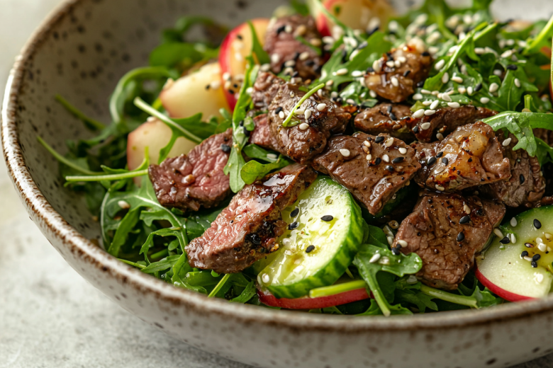 Сочетание на 100 баллов: салат с говяжьей печенью, огурцом и яблоком