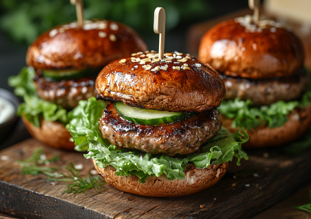 Закуски на шпажках больше не делаю. Вместо них закусочные бургеры из шампиньонов — необычно и очень вкусно