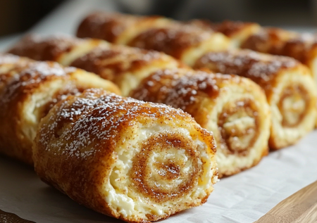 Завтрак без хитростей! Выпекаю тонкий пласт с корицей, сворачиваю в рулет — аппетитные рулетики с творогом за 20 минут