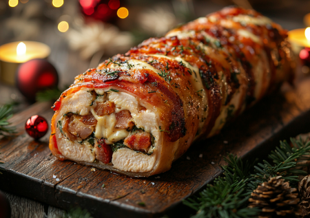Готовим горячее на Новый год за 15 минут: шикарный рулет в беконной шубке — всего 3 ингредиента