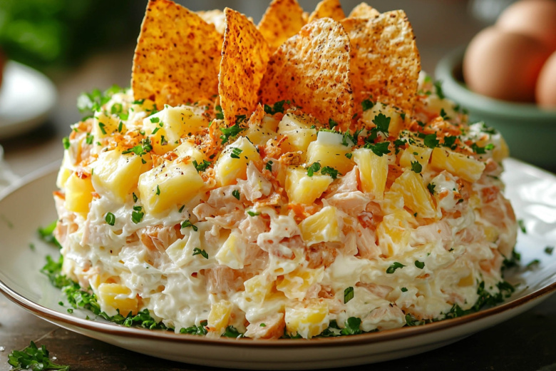 Салат «Парус» с чипсами: эффектная закуска на праздничный стол за 10 минут