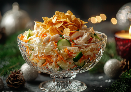 Шедевральный капустный салат с чипсами: нежный, хрустящий и готовится за 10 минут