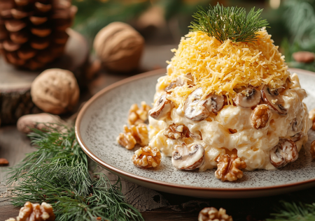 В новогоднюю ночь на столе обязателен салат «Звездочет»: такой уютный, простой и вкусный