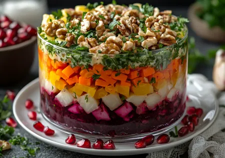 Салат «Медвежья шубка» с секретом: рецепт с сейтаном для праздничного стола