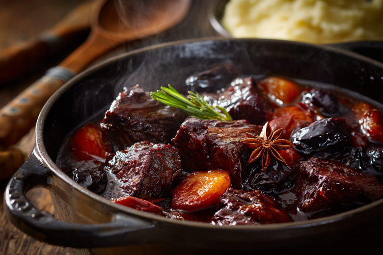 Согревающее блюдо на Новый год: говядина, тушенная в глинтвейне