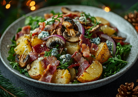 Теплый салат-находка с картошкой и грибами: эта вкуснятина заменит и основное блюдо, и гарнир. Всего 4 ингредиента