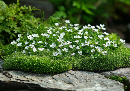 Вечнозеленый ковер с белыми звездами: не вытаптывается, не вымерзает и цветет десятилетиями
